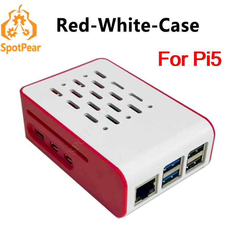 Pi Power Supply - Obudowa chłodząca Raspberry Pi 5 czerwono-biała